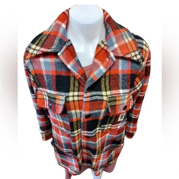 Regent Vintage Plaid Unisex Wool Blend Plaid Coat Shacket Size Medium/Large - Picture 4 of 12